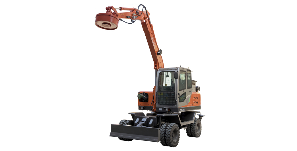 Jing Gong hot sale 7 ton tyre excavator with magneitic and electric sucker