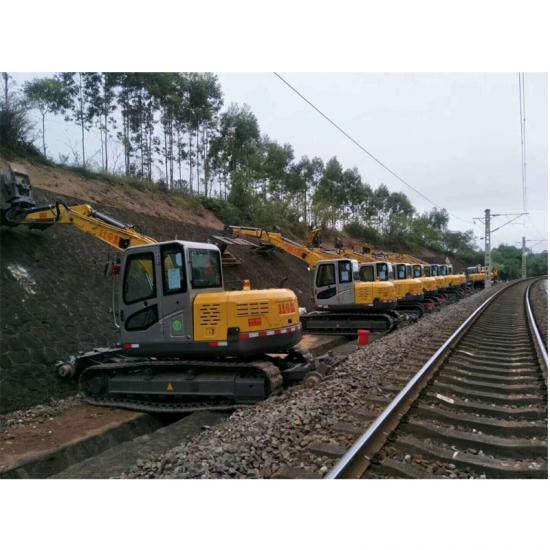 Jing Gong Moves Railway Ties Excavator